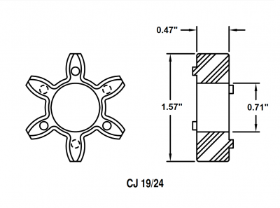 CJ 19 Curved Jaw Coupling Insert, 92A Yellow