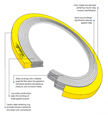 PACK OF 2) Flexitallic Spiral Wound Gasket, Style CG, 304/FG/CS